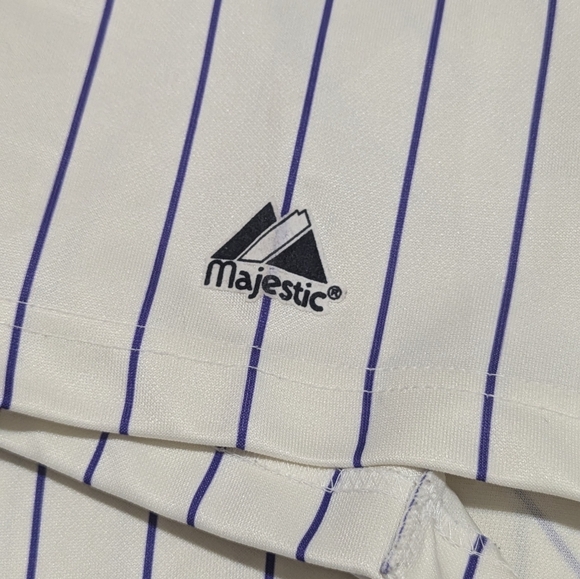 Majestic MLB Arizona D-Backs Men's XL Ivory Purple Pin-stripe #11 Sexson Jersey - Picture 7 of 16